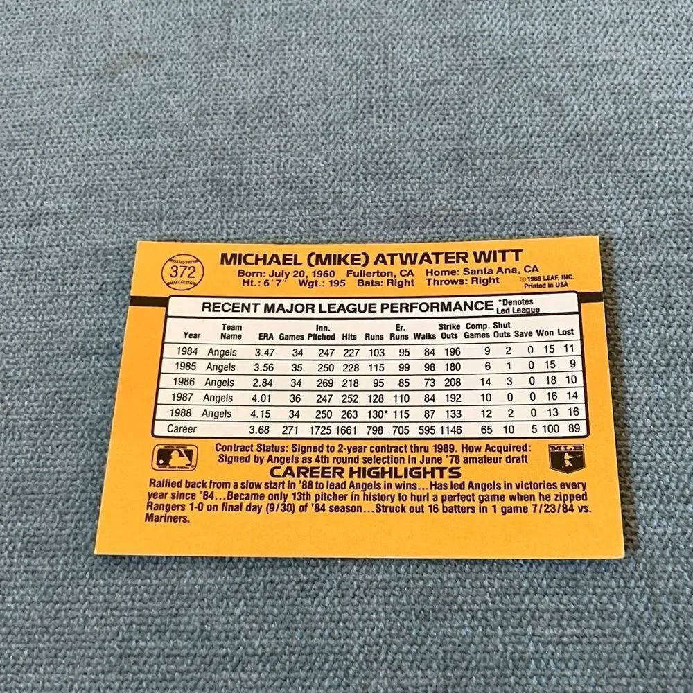 1989 Donruss Anaheim Angels Baseball Card Trading Card